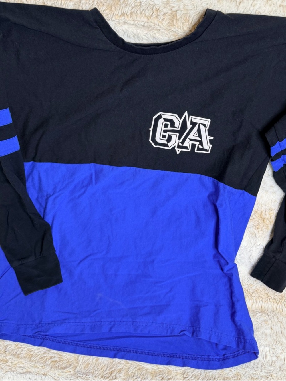 Cali All Stars Colorblock Long Sleeve Shirt - Black & Royal Blue